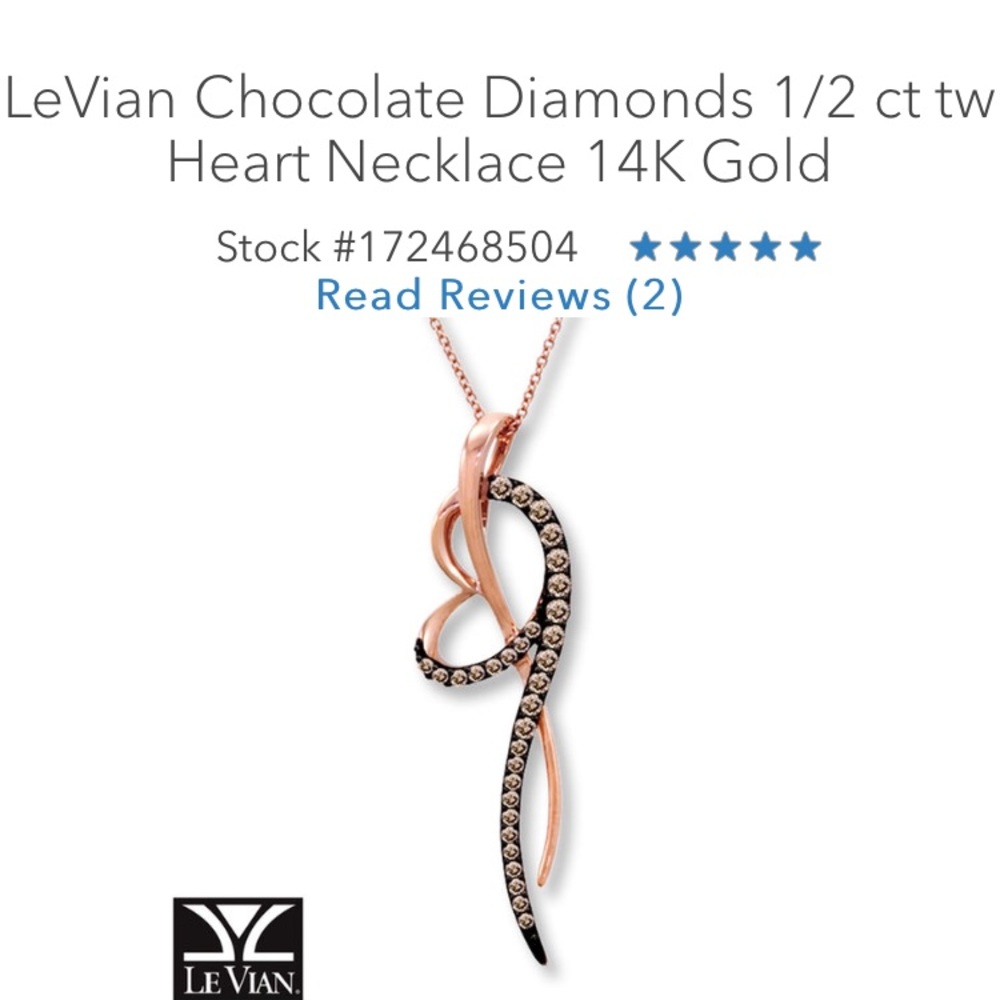 1/2ct 14K Levian Chocolate Diamond Heart Necklace